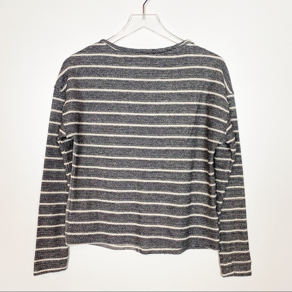 Anthropologie Devin Textured Sweatshirt Navy White - Picture 8 of 8